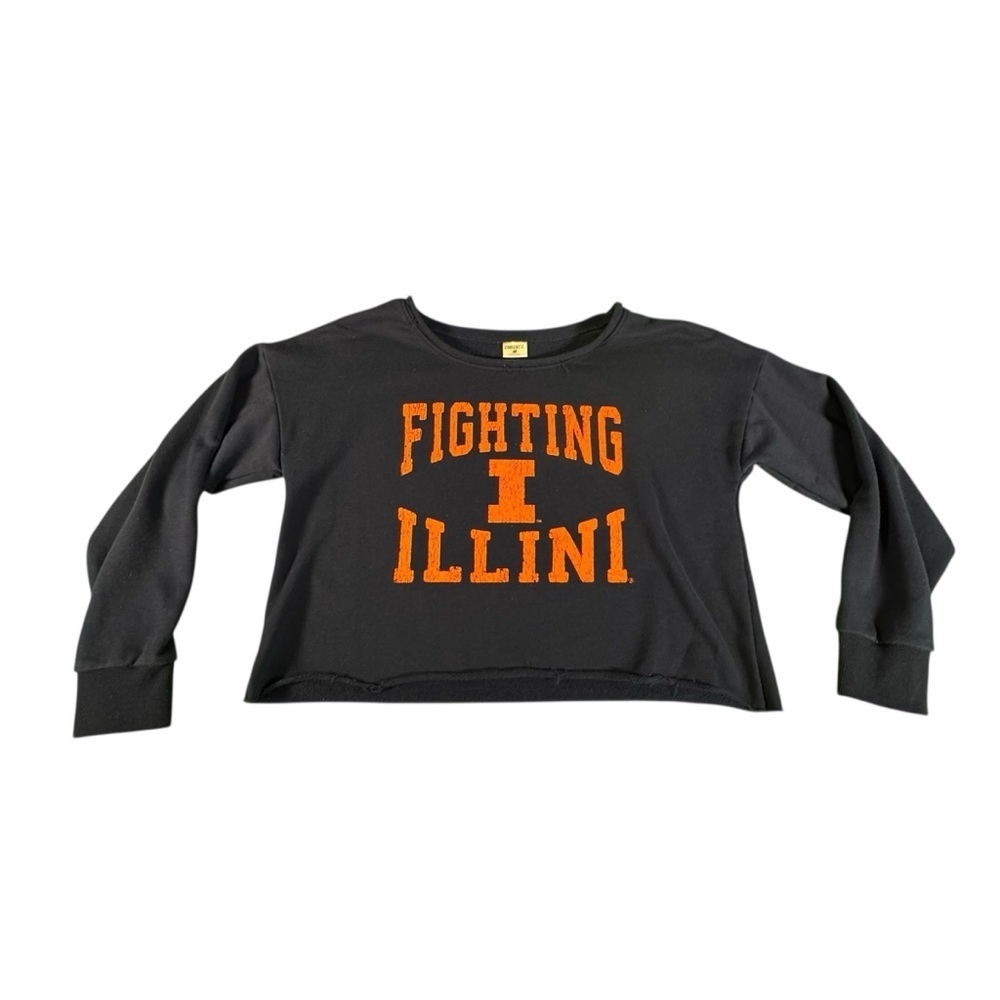 Illinois Fighting Illini Cropped Sweatshirt Black Orange Women’s M